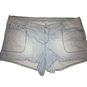Old Navy Plus Size 24 Blue White Striped Denim Jean Shorts Pockets Casual